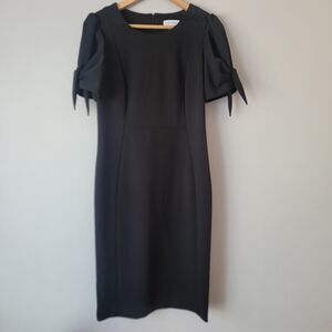 Calvin Klein Black Midi Dress with Bow Sleeves